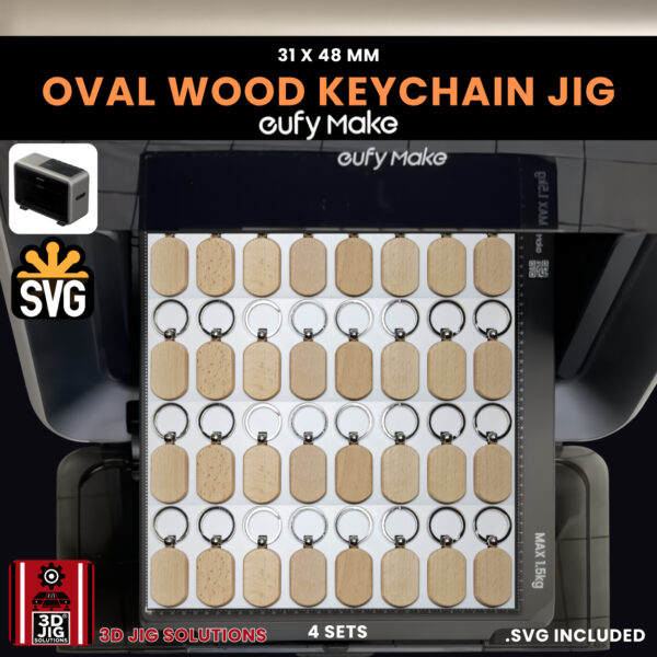EufyMake E1 Oval Wood Keychain Jig | UV Printer Fixture - Image 7