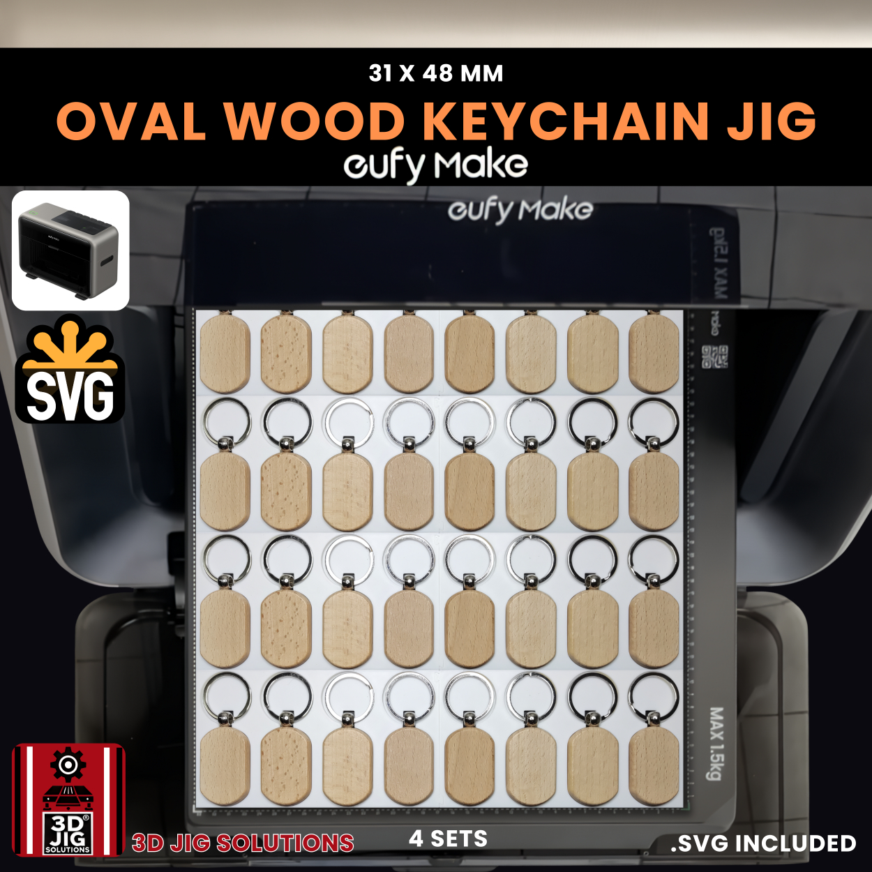 EufyMake E1 Oval Wood Keychain Jig | UV Printer Fixture - Image 7
