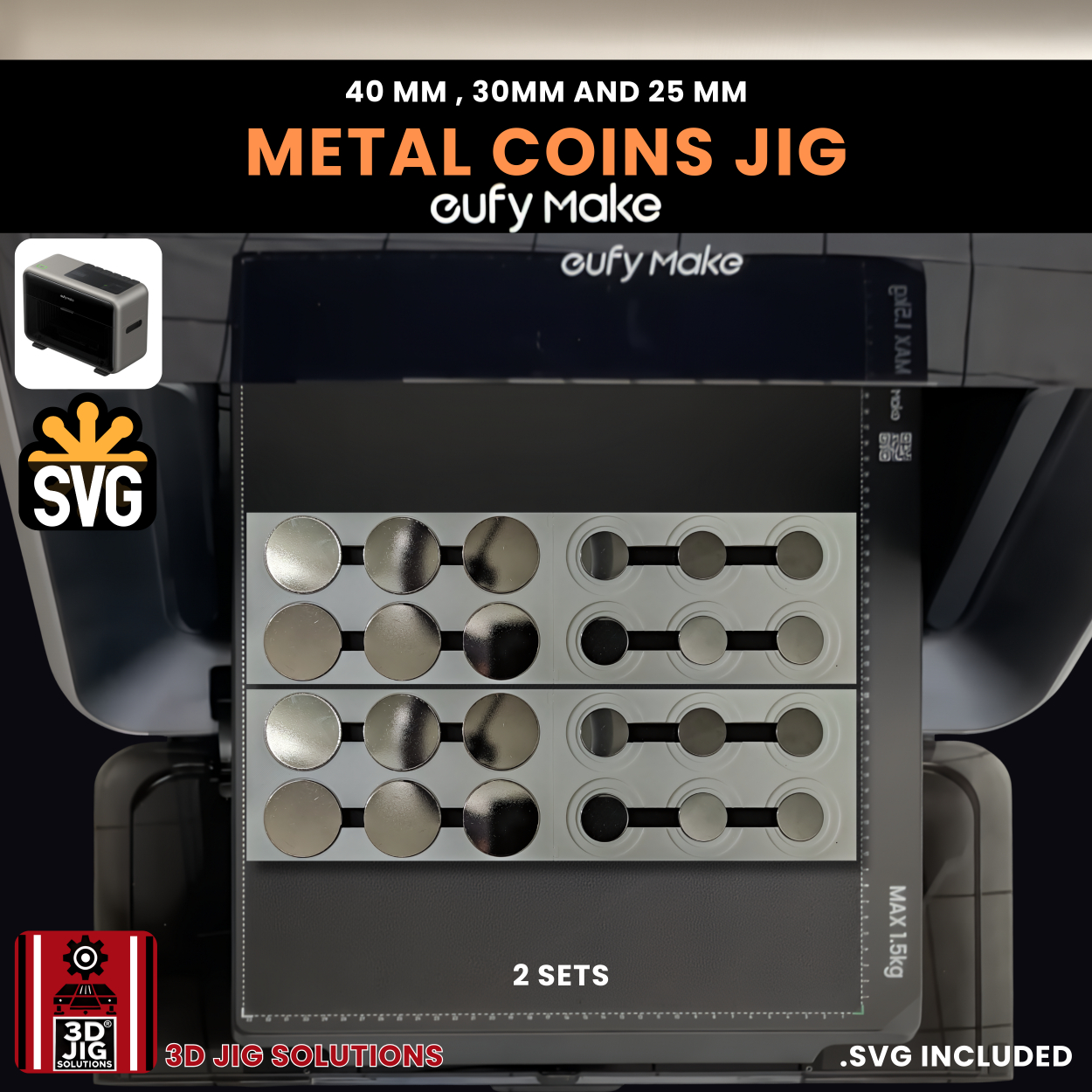 EufyMake E1 Metal Coin UV Printer Jig | 40mm, 30mm, & 25mm - Image 9
