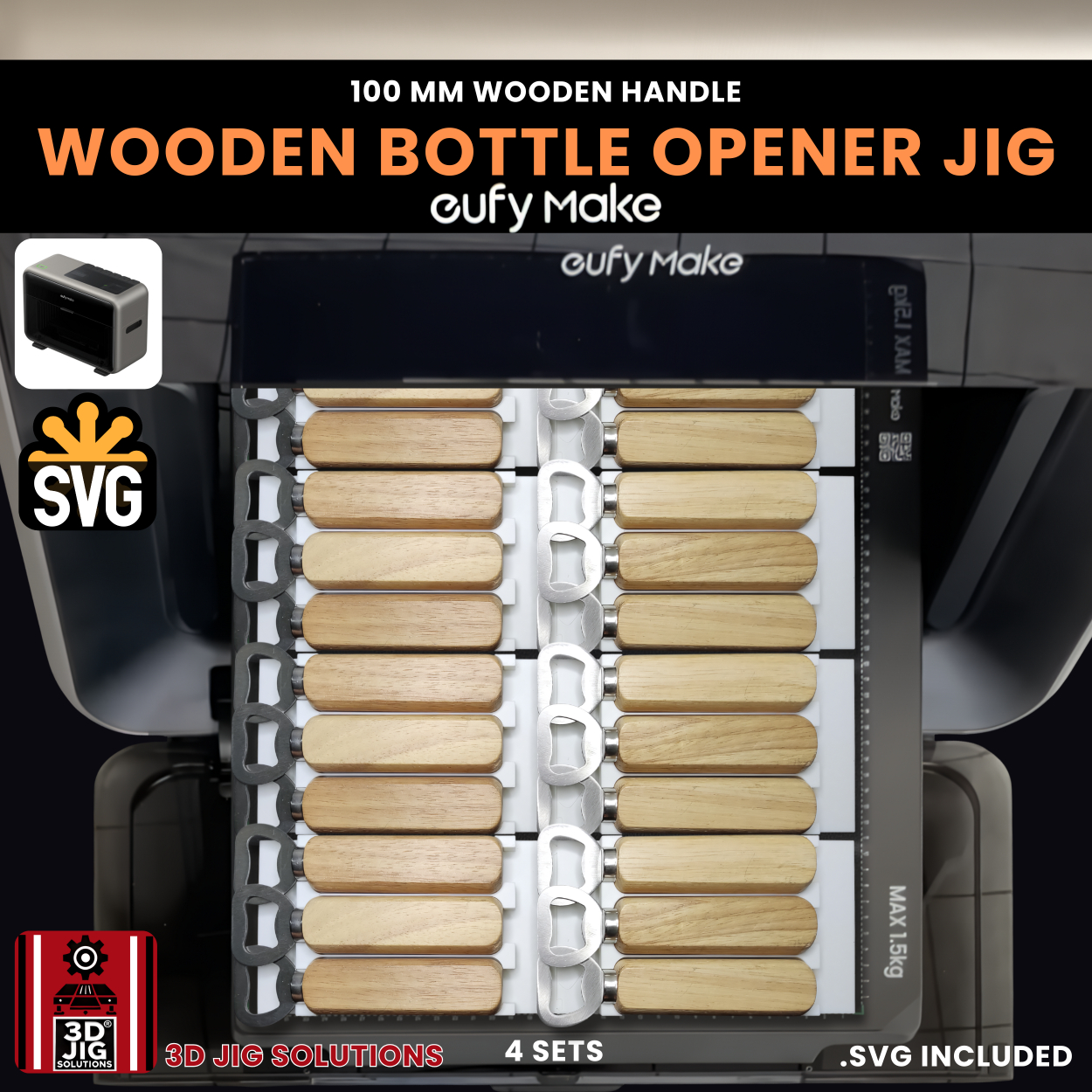 EufyMake E1 Wooden Handle Bottle Opener Jig | UV Printer Fixture - Image 7