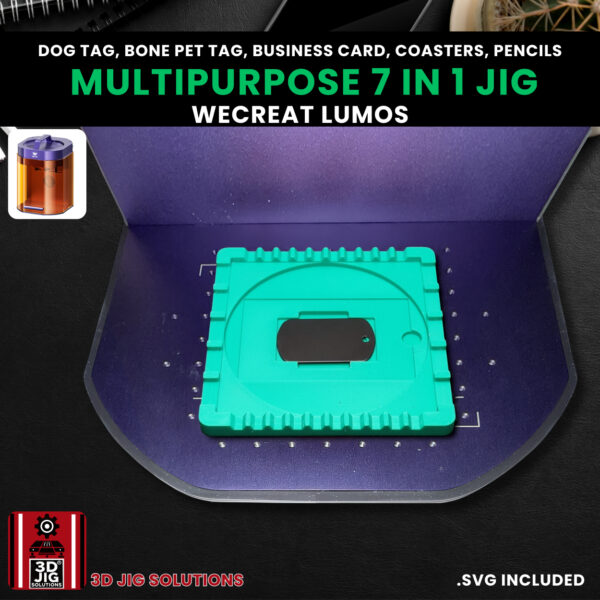 WeCreat Lumos 7-in-1 Laser Engraving Jig | Dog Tags, Coasters, & Pencils - Image 9