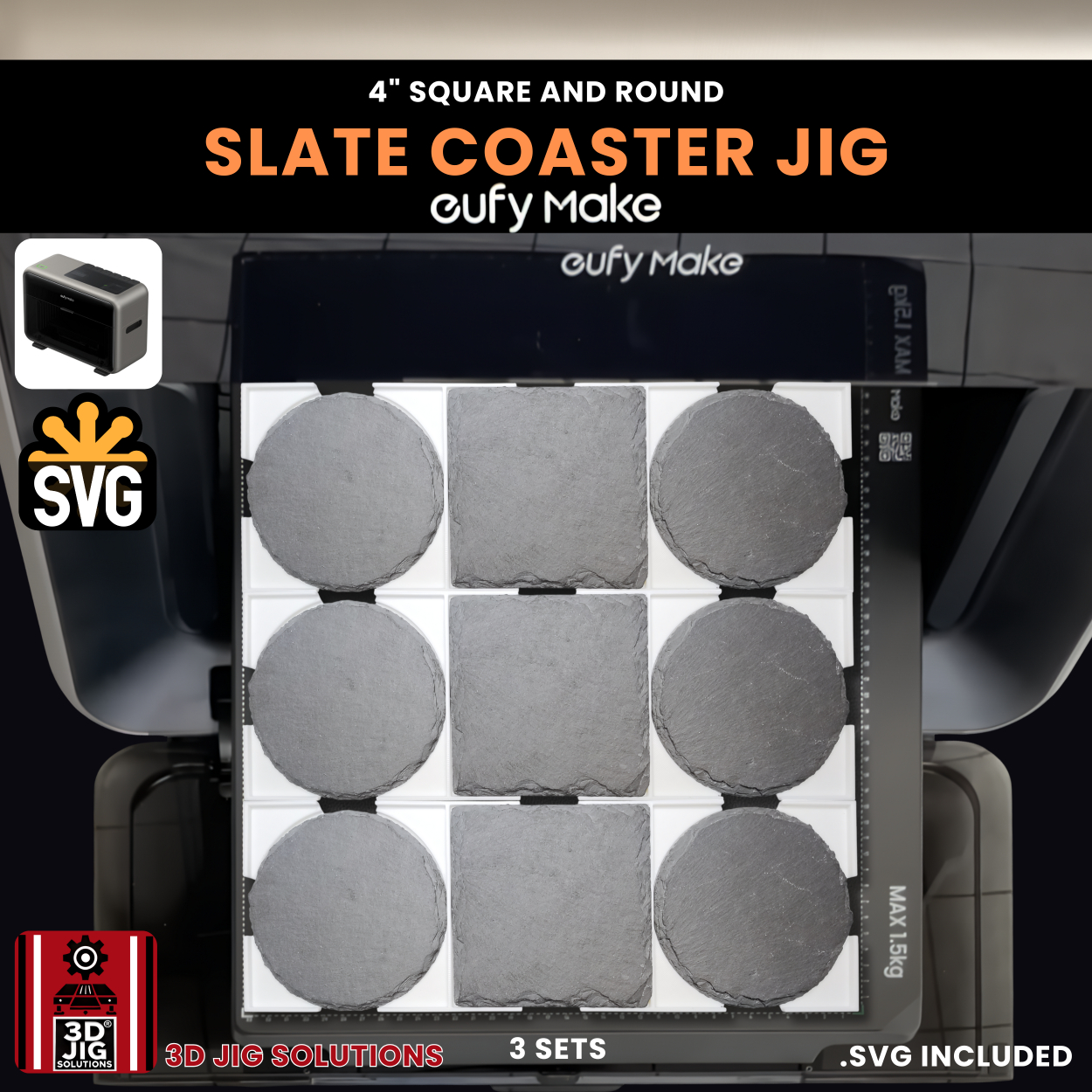 EufyMake E1 Slate Coaster UV Printer Jig | 4-Inch Alignment Fixture - Image 9