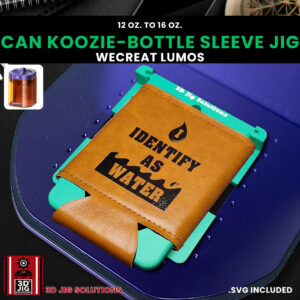 A top-down view of the WeCreat Lumos can koozie jig with a koozie loaded and ready to engrave.