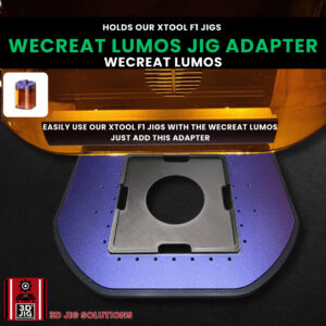 A top-down view of the WeCreat Lumos jig adapter installed in a WeCreat Lumos laser.