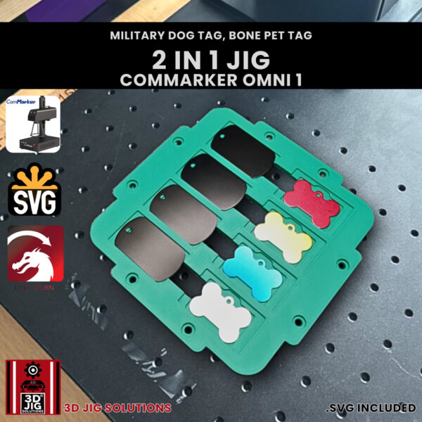ComMarker Omni 1 Laser Engraving Jig:  2-in-1 Military & Bone Pet Tags