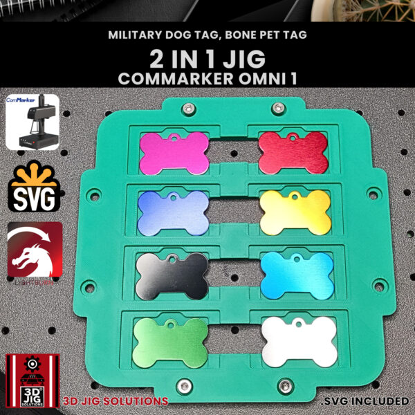 ComMarker Omni 1 Laser Engraving Jig:  2-in-1 Military & Bone Pet Tags - Image 2