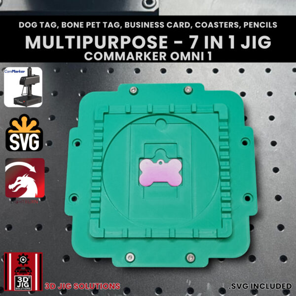 ComMarker Omni 1 Laser Engraving Jig: 7-in-1 Business Cards, Pet Tags, Coasters, Pencils - Image 2