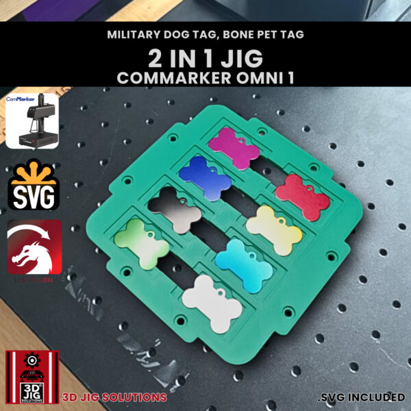 ComMarker Omni 1 Laser Engraving Jig:  2-in-1 Military & Bone Pet Tags - Image 3