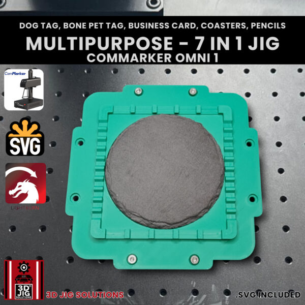 ComMarker Omni 1 Laser Engraving Jig: 7-in-1 Business Cards, Pet Tags, Coasters, Pencils - Image 5