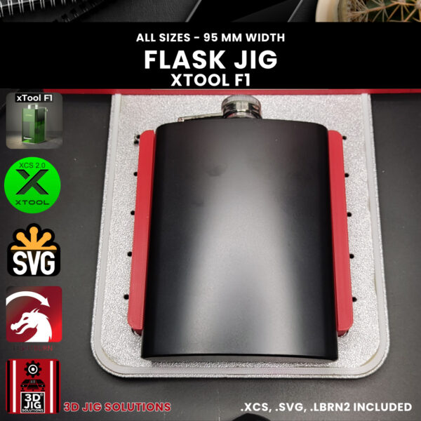 A lifestyle image of a person holding a finished, personalized flask with a custom design.
