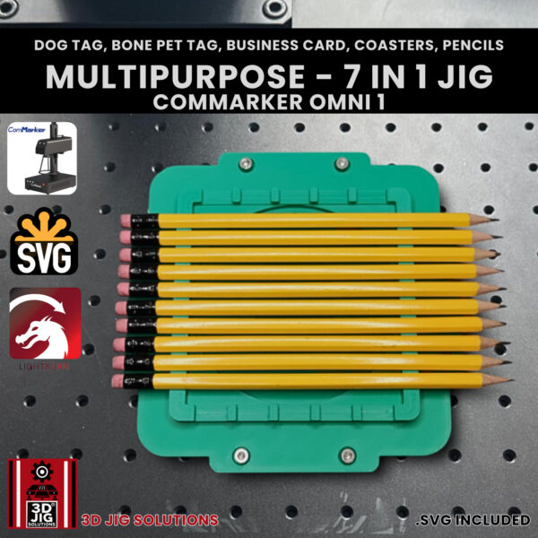 ComMarker Omni 1 Laser Engraving Jig: 7-in-1 Business Cards, Pet Tags, Coasters, Pencils - Image 7