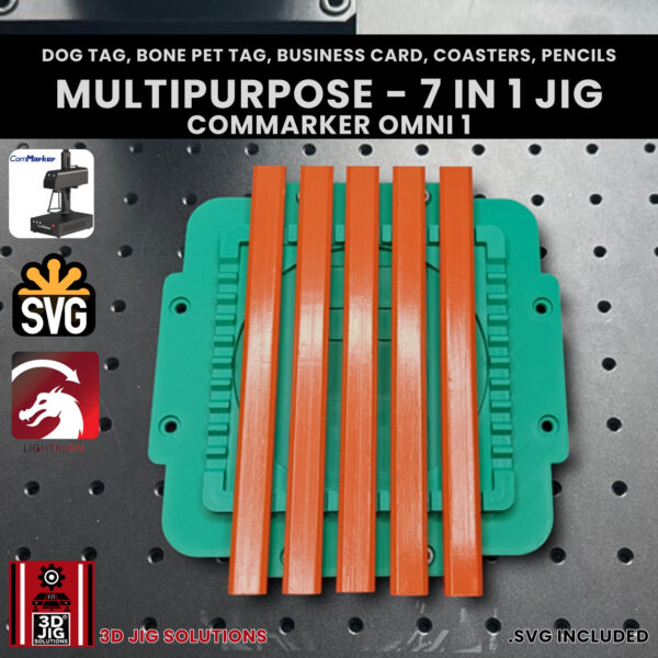 ComMarker Omni 1 Laser Engraving Jig: 7-in-1 Business Cards, Pet Tags, Coasters, Pencils - Image 8