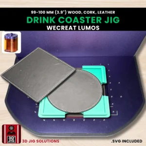 WeCreat Lumos Coaster Laser Engraving Jig | 3.9" Round & Square | Wood, Leather, Cork