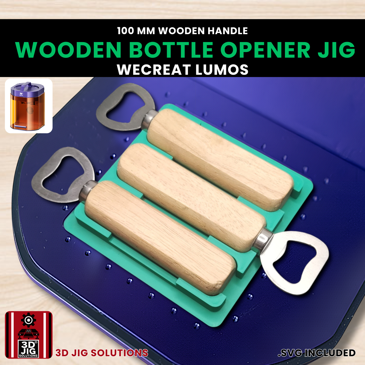 WeCreat Lumos Bottle Opener Jig | 100mm Wooden Handle Template - Image 2