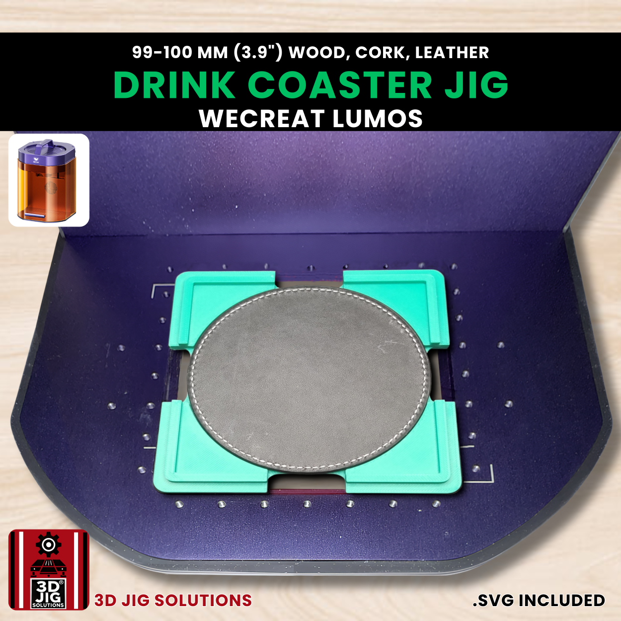 WeCreat Lumos Drink Coaster Jig | 3.9" Round & Square Template - Image 2