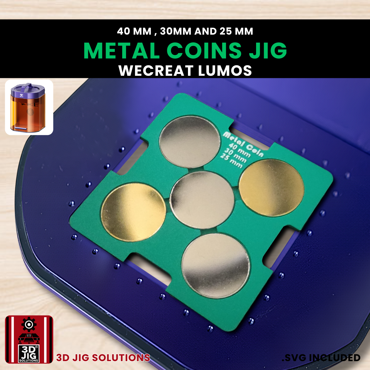 WeCreat Lumos engraving jig for coins