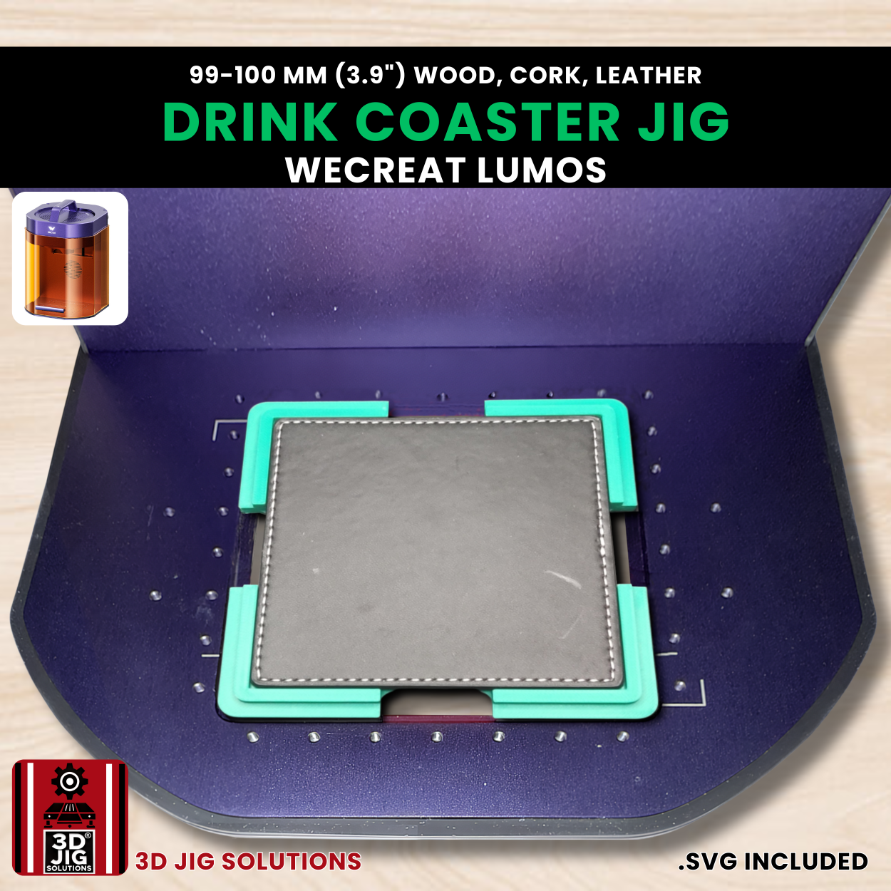 WeCreat Lumos Drink Coaster Jig | 3.9" Round & Square Template - Image 3