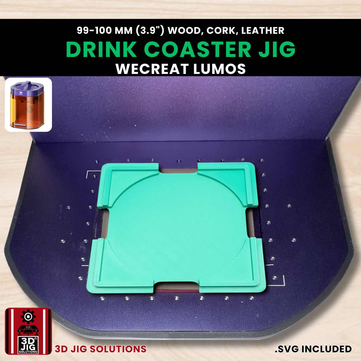 WeCreat Lumos Drink Coaster Jig | 3.9" Round & Square Template - Image 4