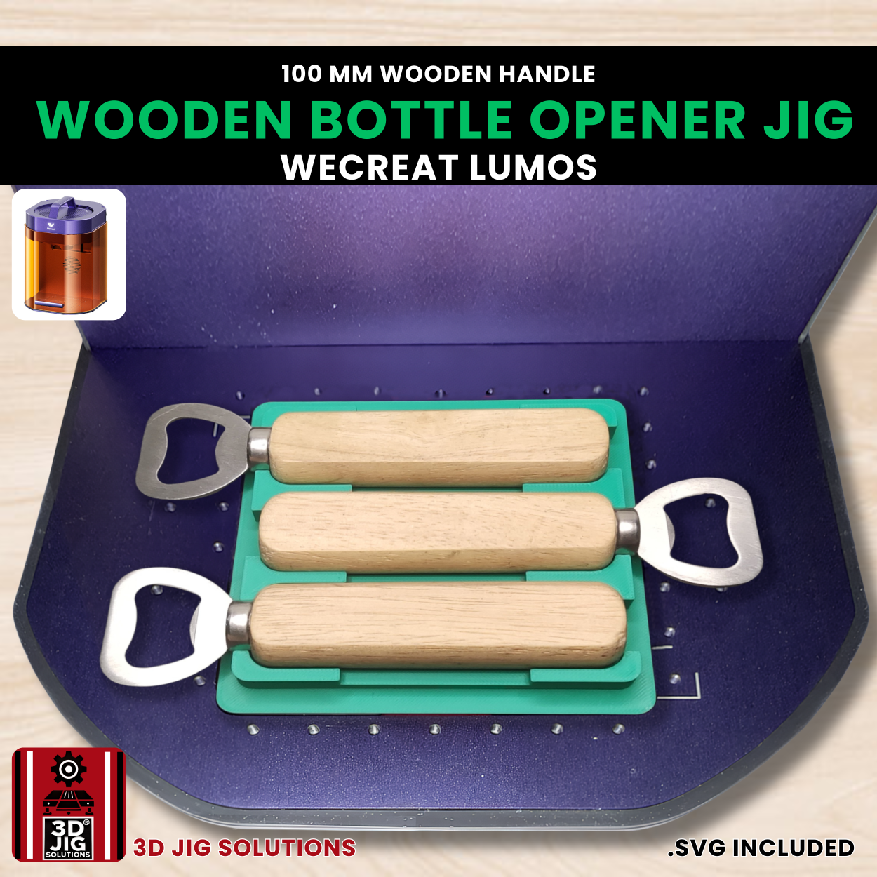 WeCreat Lumos Bottle Opener Jig | 100mm Wooden Handle Template - Image 5
