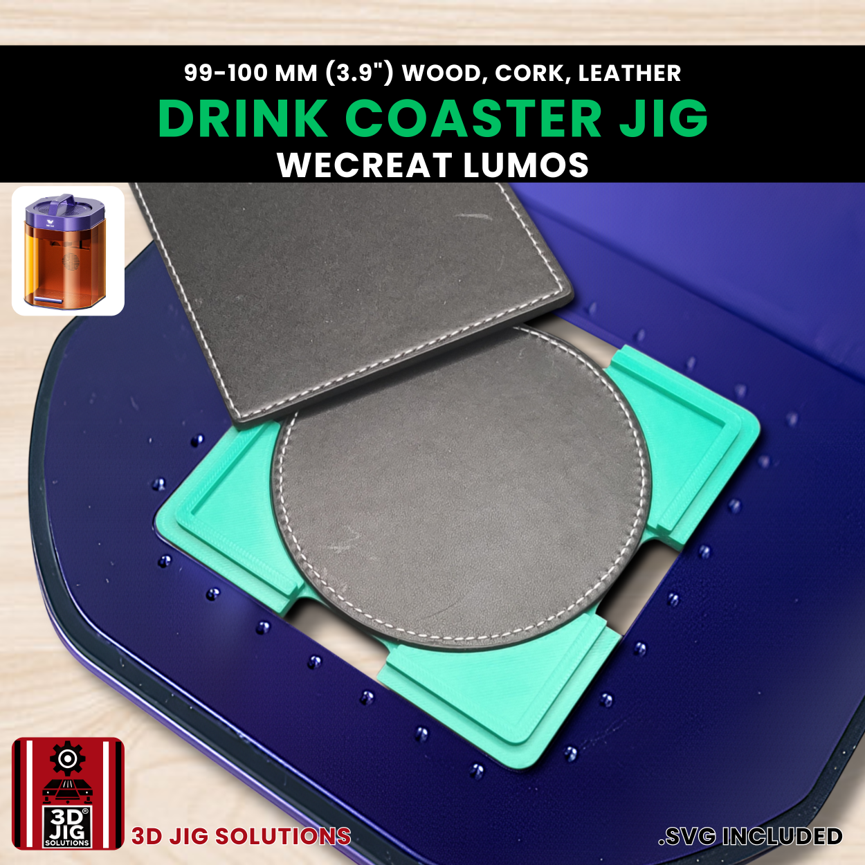 WeCreat Lumos Drink Coaster Jig | 3.9" Round & Square Template - Image 5
