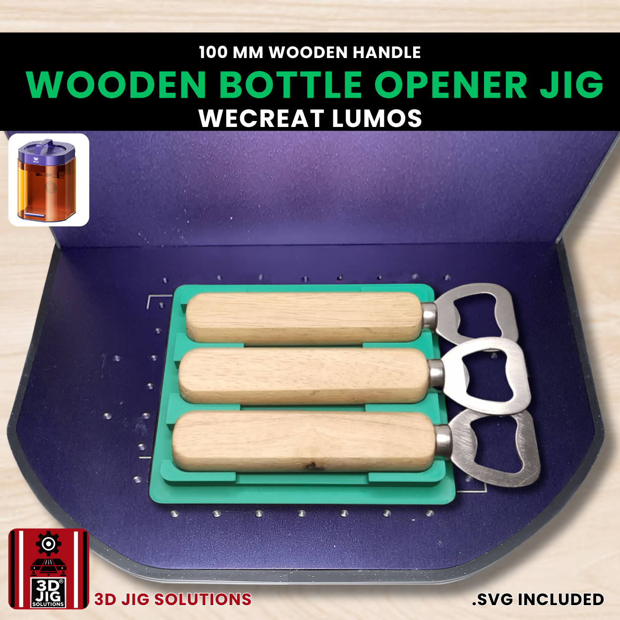WeCreat Lumos Bottle Opener Jig | 100mm Wooden Handle Template - Image 4