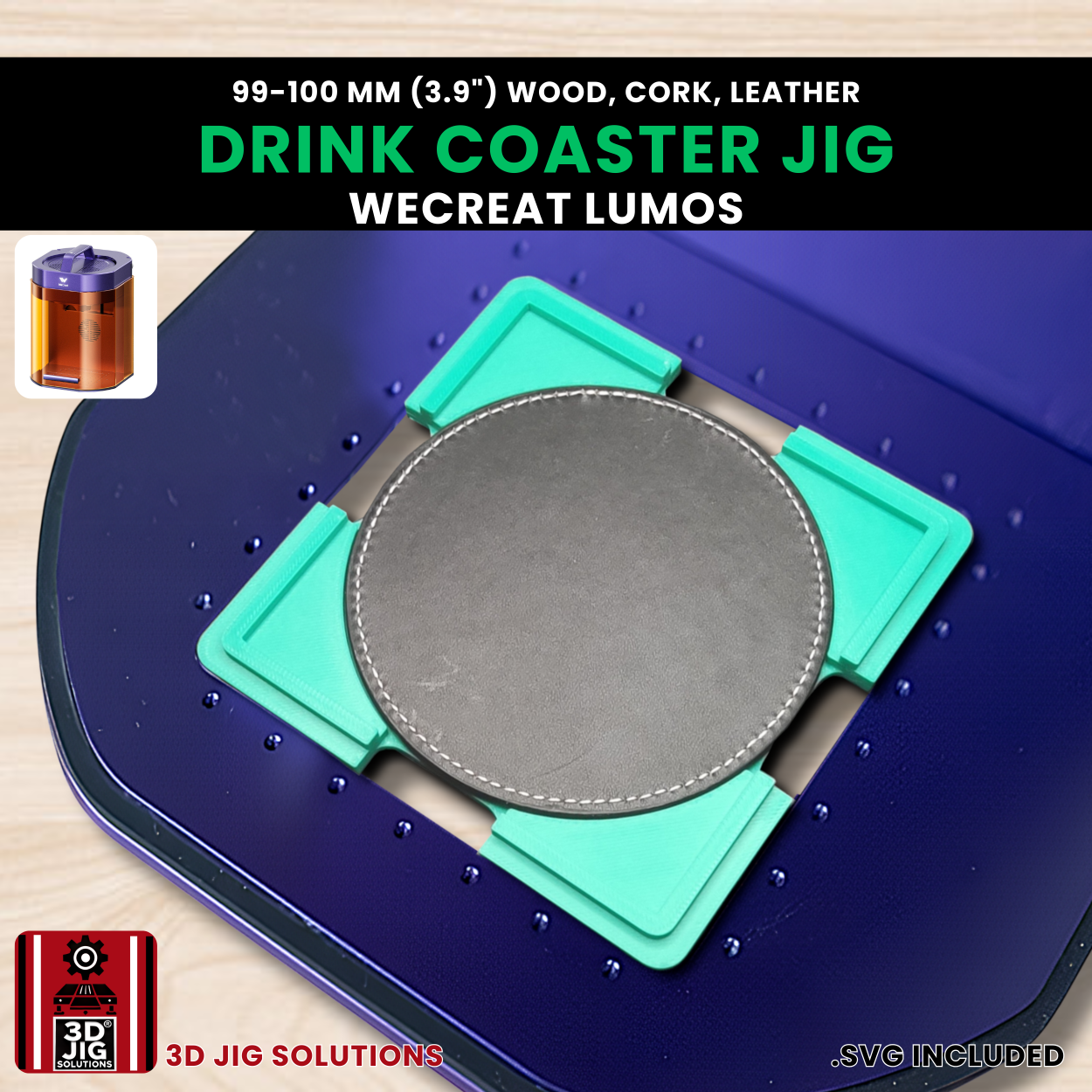 WeCreat Lumos Drink Coaster Jig | 3.9" Round & Square Template - Image 6