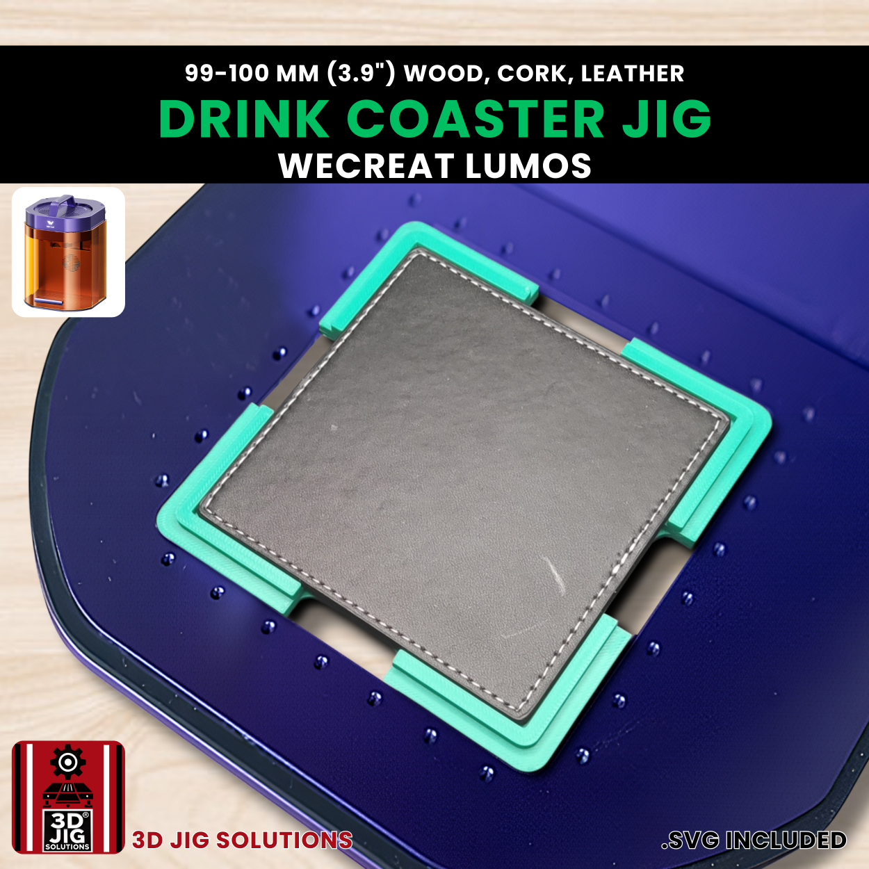 WeCreat Lumos Drink Coaster Jig | 3.9" Round & Square Template - Image 7
