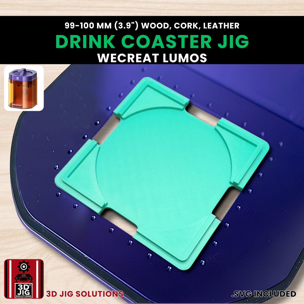 WeCreat Lumos Drink Coaster Jig | 3.9" Round & Square Template - Image 8